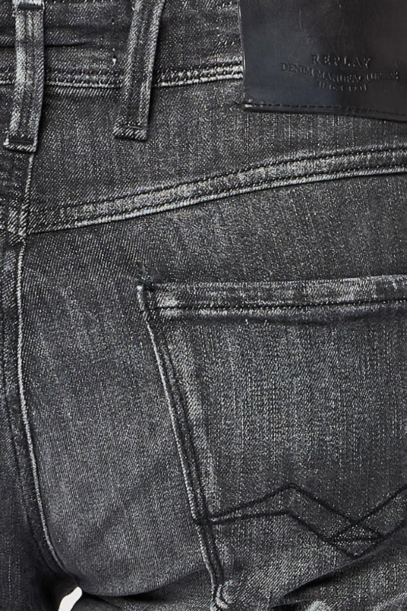 Replay Men Slim Fit Bronny Washed Stretchable Denim Jeans, Grey - Image 3
